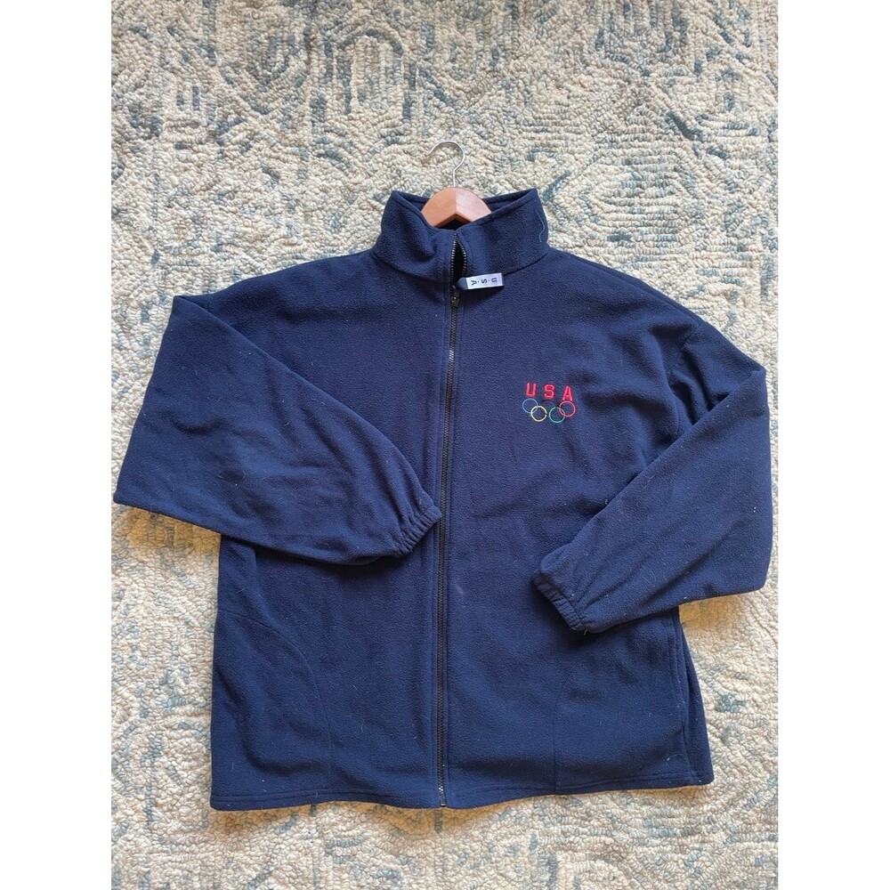 Vintage 90s Team USA Olympics Fleece Zip-up Jacket Men’s Made In The USA Size XL